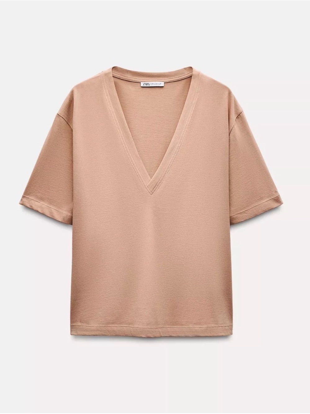Zara V-Neck Short Sleeve Top - Nude Pink